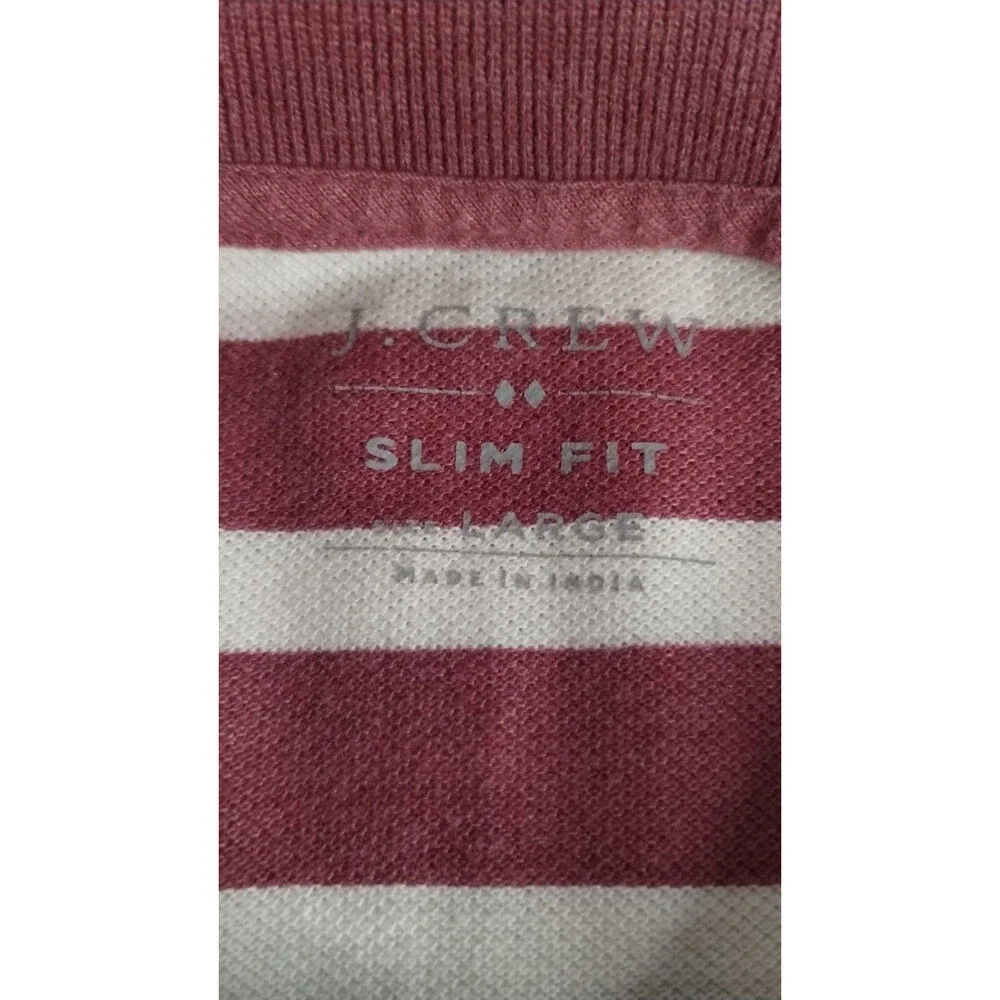 J Crew Men’s Polo Shirt Short Sleeve Striped Red White Collared Large